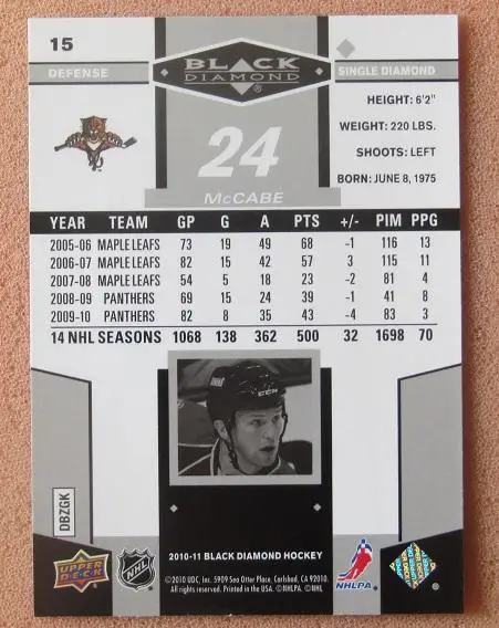 НХЛ Брайан Маккейб Флорида Пантерз № 15 1