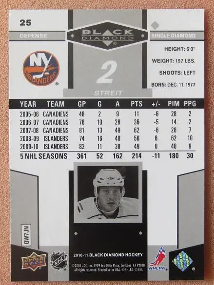 НХЛ Марк Штрайт Нью-Йорк Айлендерс № 25 1