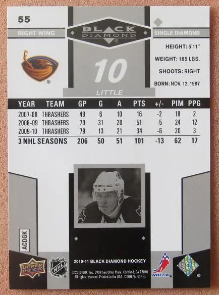 НХЛ Брайан Литтл Атланта Трэйшерз № 55 1