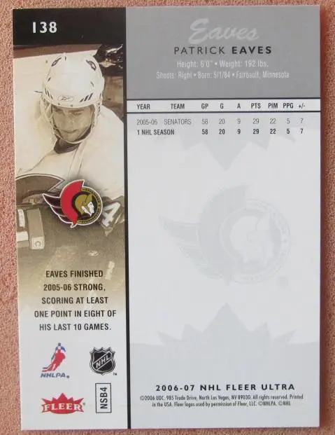 НХЛ Патрик Ивз Оттава Сенаторз № 138 1