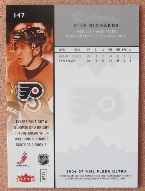 НХЛ Майк Ричардс Филадельфия Флайерз № 147 1