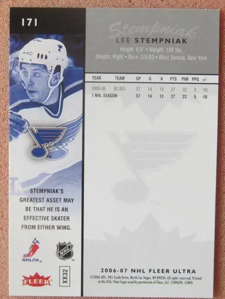 НХЛ Ли Стемпняк Сент-Луис Блюз № 171 1