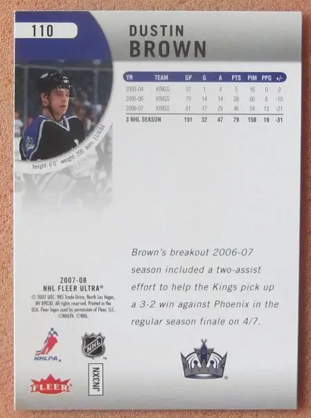 НХЛ Дастин Браун Лос-Анжелес Кингз № 110 1