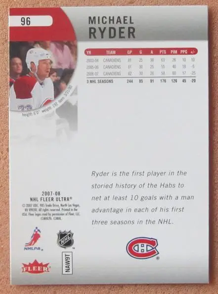 НХЛ Майкл Райдер Монреаль Канадиенс № 96 1