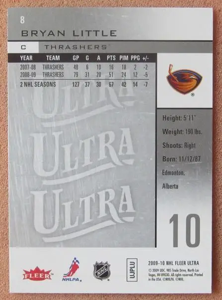 НХЛ Брайан Литтл Атланта Трэйшерз № 8 1