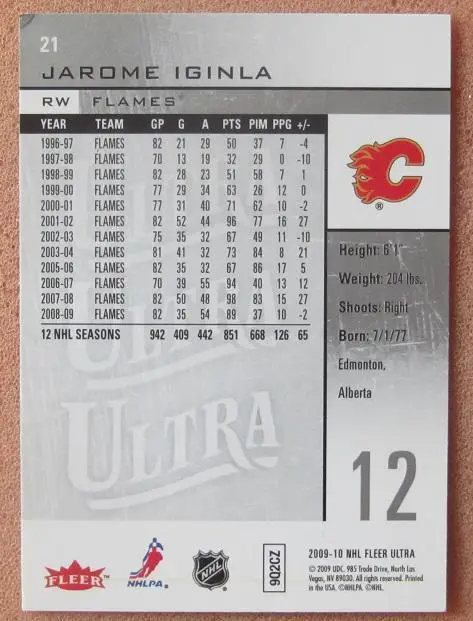 НХЛ Джером Игинла Калгари Флэймз № 21 1