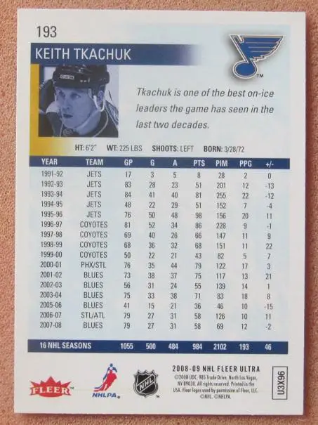 НХЛ Кит Ткачук Сент-Луис Блюз № 193 1