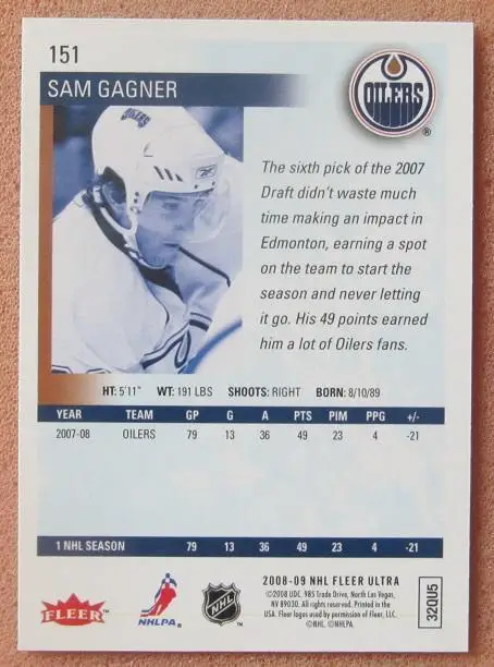 НХЛ Сэм Ганье Эдмонтон Ойлерз № 151 1