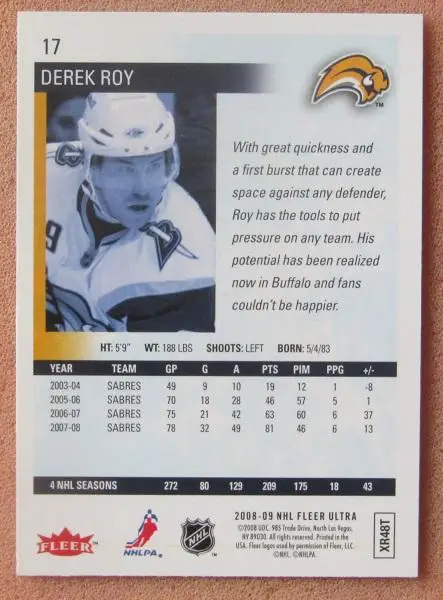 НХЛ Дерек Рой Баффало Сейбрз № 17 1