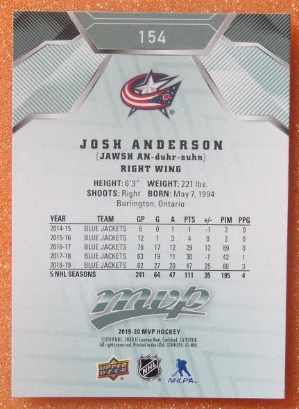 НХЛ Джош Андерсон Коламбус Блю Джекетс № 154 1