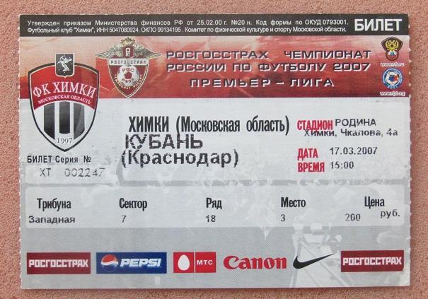 ФК Химки - Кубань Краснодар 17.03.2007