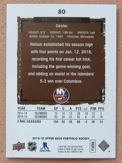 НХЛ Брок Нельсон Нью-Йорк Айлендерс № 80 1