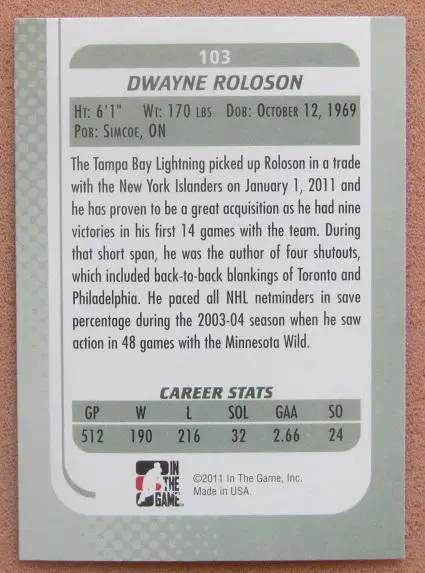 НХЛ Дуэйн Ролосон Тампа Бэй Лайтнинг № 103 1