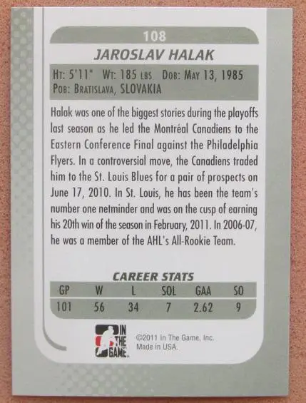 НХЛ Ярослав Галак Сент-Луис Блюз № 108 1