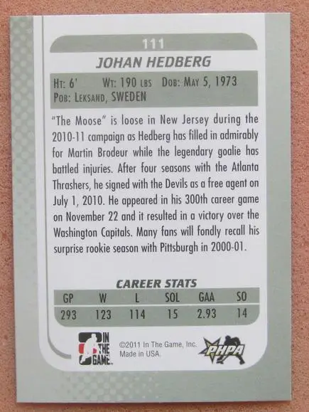 НХЛ Юхан Хедберг Нью-Джерси Дэвилз № 111 1