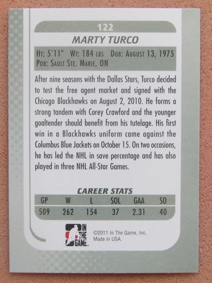 НХЛ Марти Турко Даллас Старз № 122 1