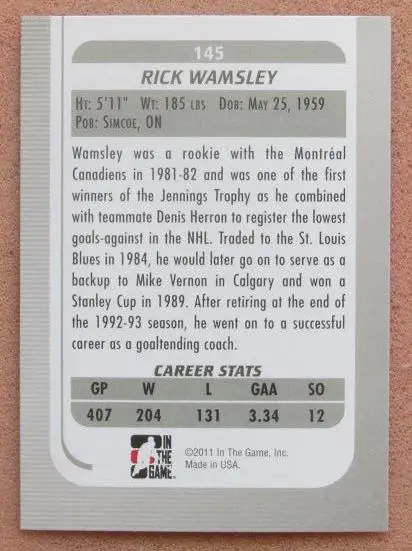 НХЛ Рик Уомсли Монреаль Канадиенс Калгари Флеймз № 145 1