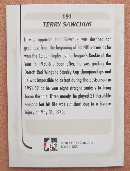 НХЛ Терри Савчук Детройт Бостон Торонто Лос-Анжелес Нью-Йорк № 191 1
