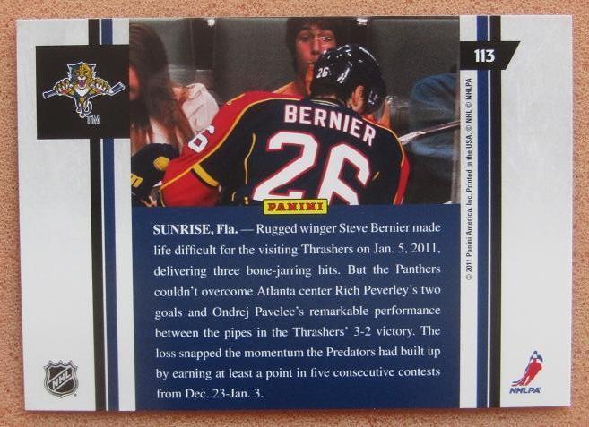 НХЛ Стив Бернье Флорида Пантерз № 113 1