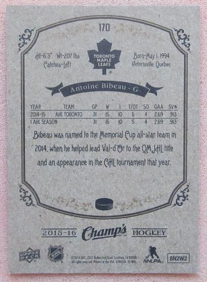 НХЛ Антуан Бибо Торонто Мэйпл Лифс № 170 1