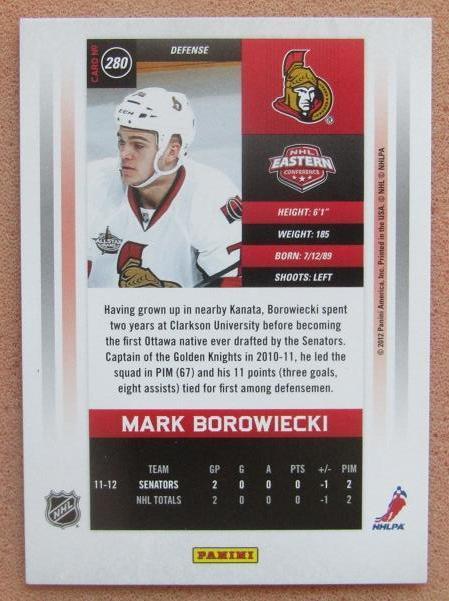 НХЛ Марк Боровецки Оттава Сенаторз № 280 1