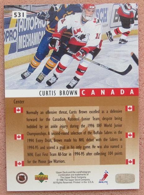 НХЛ Кертис Браун Канада № 531 1