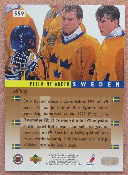 НХЛ Нилендер Петер Швеция № 559 1