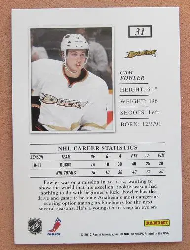 НХЛ Кэм Фаулер Анахайм Дакс № 31 1