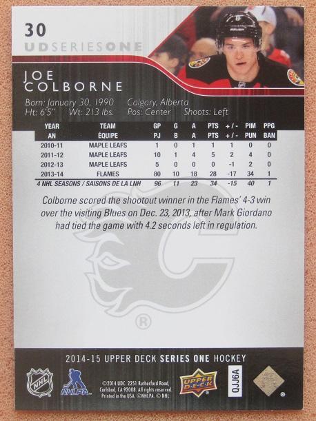 НХЛ Джо Колборн Калгари Флэймз № 30 1