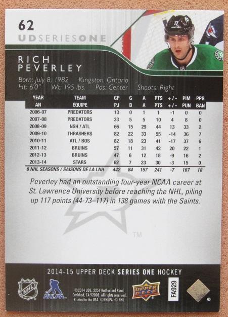 НХЛ Рич Певерли Даллас Старз № 62 1