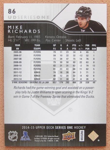 НХЛ Майк Ричардс Лос-Анжелес Кингз № 86 1