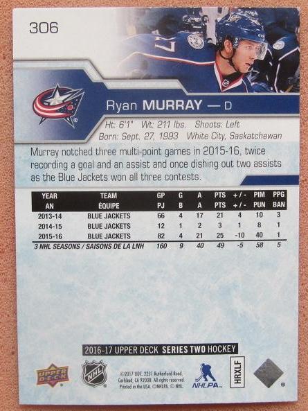 НХЛ Райан Мюррей Коламбус Блю Джекетс № 306 1