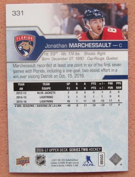 НХЛ Жонатан Маршессо Флорида Пантерз № 331 1