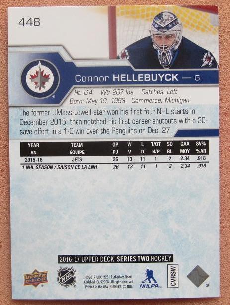 НХЛ Коннор Хеллебайк Виннипег Джетс № 448 1