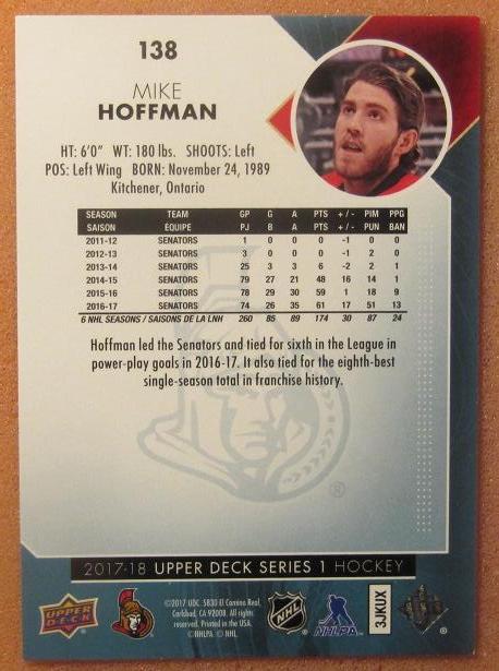 НХЛ Майк Хоффман Оттава Сенаторз № 138 1