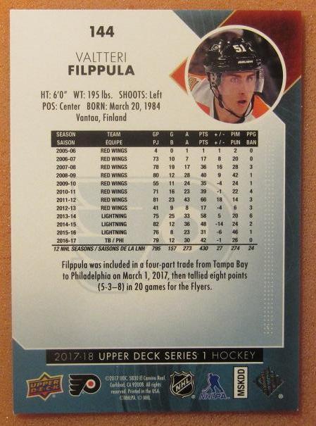 НХЛ Валттери Филппула Филадельфия Флайерз № 144 1