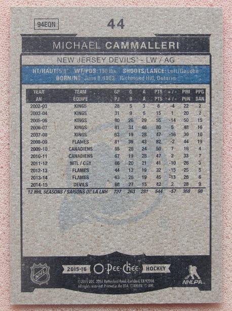 НХЛ Майкл Каммаллери Нью-Джерси Дэвилз № 44 1
