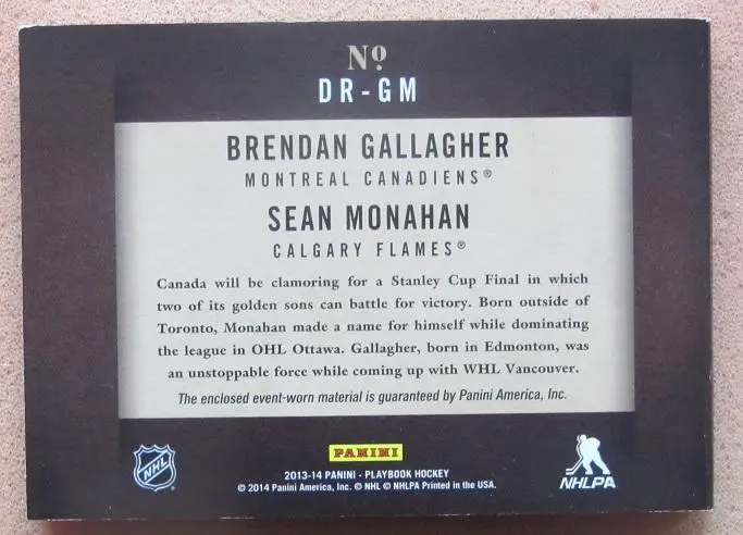 бук-т НХЛ Брендан Галлахер Монреаль Канадиенс Шон Монахан Калгари Флэймз № DR-GM 2