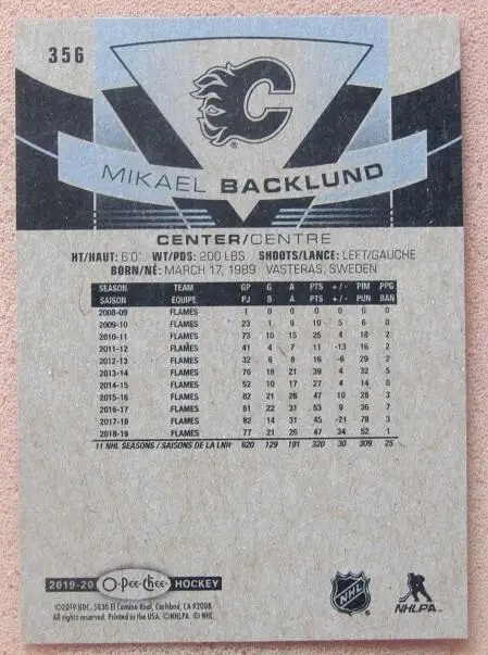 НХЛ Микаэль Баклунд Калгари Флэймз № 356 1
