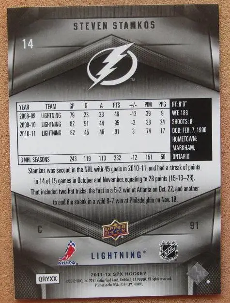 НХЛ Стивен Стэмкос Тампа Бэй Лайтнинг № 14 1