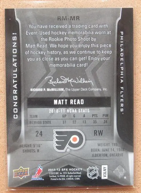 НХЛ Мэтт Рид Филадельфия Флайерз № RM-MR 1