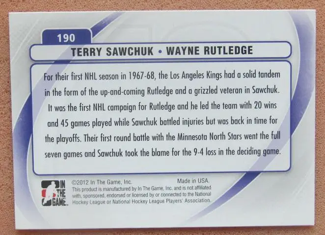 НХЛ Терри Савчук и Уэйн Рутледж № 190 1