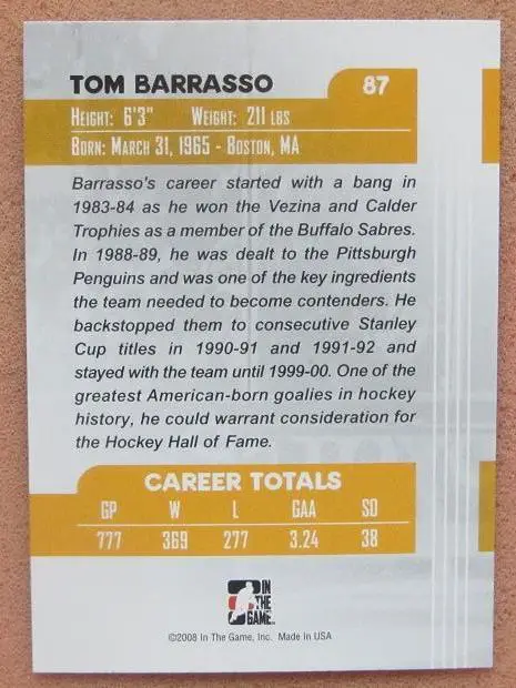 НХЛ Том Баррассо Питтсбург Пингвинз № 87 1