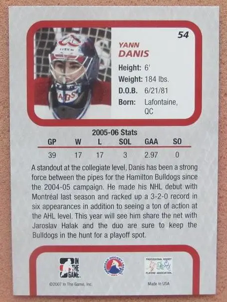 НХЛ Ян Дани Гамильтон Бульдогс Хабаровск № 54 1