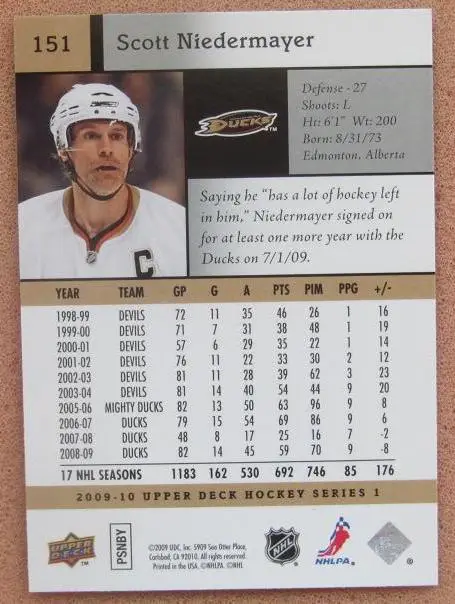 НХЛ Скотт Нидермайер Анахайм Дакс № 151 1