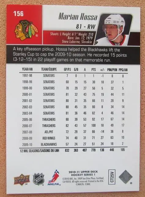 НХЛ Мариан Госса Чикаго Блэкхокс Мура Швеция Рига Казань Спартак Москва № 156 1