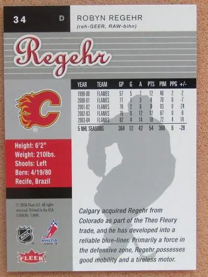 НХЛ Робин Регир Калгари Флэймз № 34 1