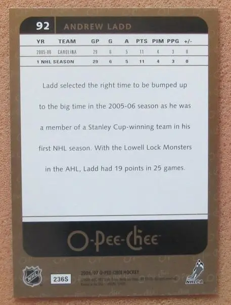 НХЛ Эндрю Лэдд Каролина Харрикейнз № 92 1