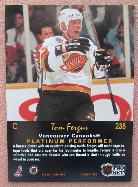 НХЛ Том Фергюс Ванкувер Кэнакс № 238 1
