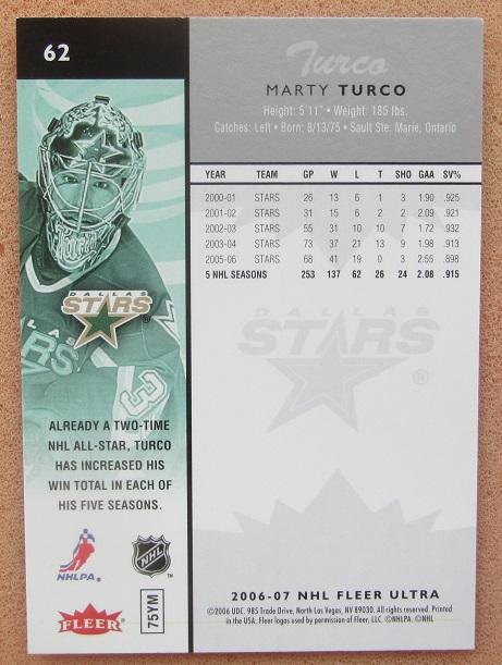 НХЛ Марти Турко Даллас Старз № 62 1
